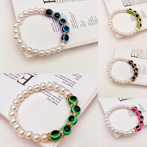 Böhmisches Türkisches Evil Eye Kunstperlen Armband Vintage Harz Legierung Strass Handschmuck Für Damen Schmuck