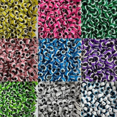 Multicolor Resin Evil Eye Loose Beads For DIY Jewelry Making Retro Style Drip Glue Round Beads For Bracelet Necklace Pendant