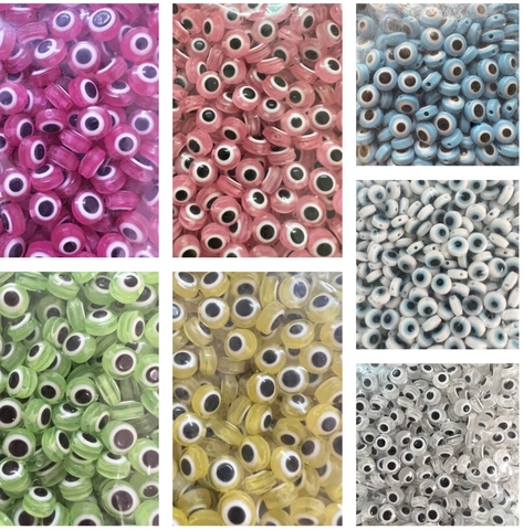 Turkish Evil Eye Flat Beads DIY Jewelry Making Crafts Ethnic Style Loose Beads For Bracelet Necklace Earring Accessory