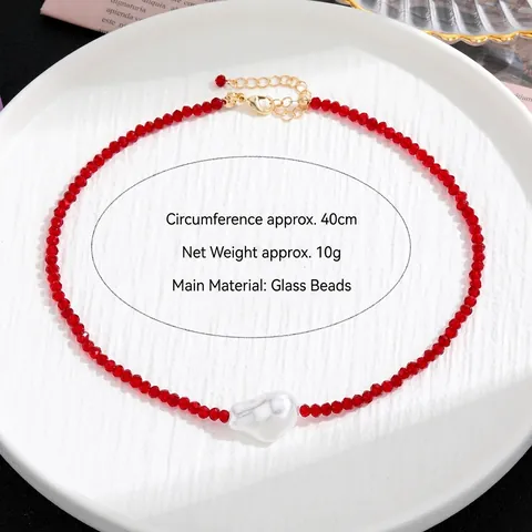 Bohemian Barock Künstliche Perlenimitat Glasperlen Choker Halskette Für Damen Strand Urlaub Handgefertigter Modeschmuck Accessoire