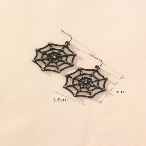 Orecchini a Goccia Ragnatela Neri Gotici in Lega con Strass Gioielli di Halloween per Donna Orecchini a Gancio Asimmetrici