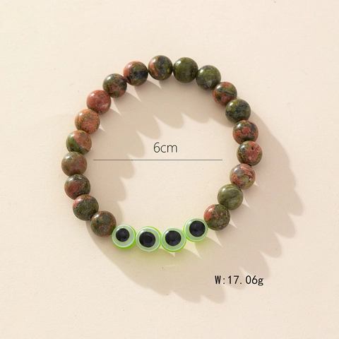 Natural Stone Beaded Bracelet Evil Eye Handmade Elastic Bracelet For Women Men Ethnic Bohemian Style Jewelry Gift