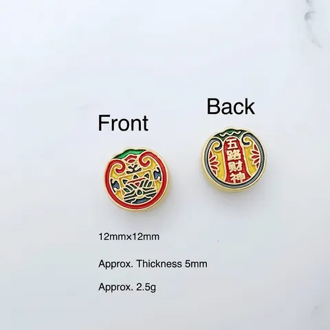 Alloy Enamel Five-Way Wealth God Beads For DIY Jewelry Making Bracelet Necklace Gold Plated Traditional Lucky Charm Finding