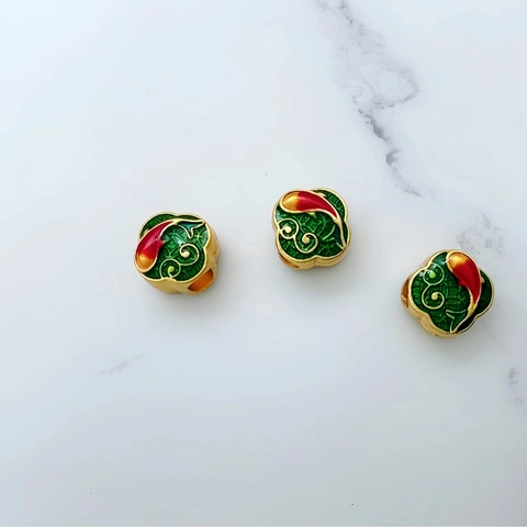Perle in Lega Stile Cinese Koi Smalto a Goccia per Creazione Gioielli Fai da Te Bracciale Collana Accessori Oro Verde Rosso Pesce
