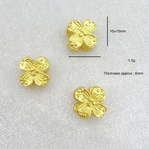 Alloy Sand Gold Hollow Four-Leaf Clover Spacer Beads DIY Jewelry Making Accessories Flower Through-Hole Pendant Charms
