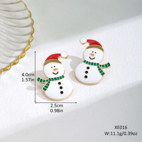 Weihnachten Legierung Emaille Tropföl Ohrringe Rot Schleife Schneemann Cowboy Stiefel Persönlichkeit Mädchen Strass Festlicher Schmuck Für Damen