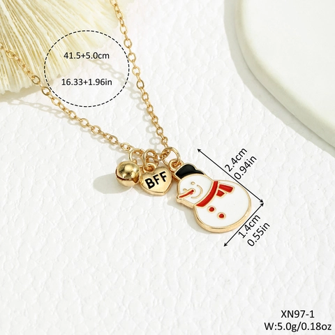 Weihnachten Schneemann BFF Anhänger Halskette Set Für Kinder Legierung Emaille Glocke Herz Best Friends Schmuck Geschenk