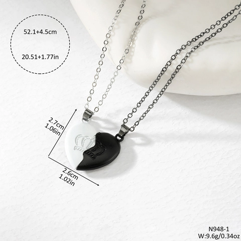 Magnetic Heart Pendant Necklace Set Alloy Enamel Best Friends Couples Matching Necklace Fashion Jewelry Gift For Women Men