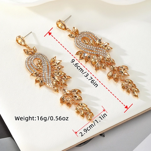 Luxus Legierung Strass Blume Ohrhänger Für Damen Boho Kristall Quaste Ohrringe Für Hochzeit Party Bankett Schmuck