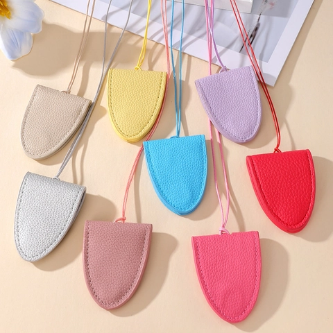 Litchi Grain PU Leather Glasses Holder Necklace For Women Magnetic Clochette Style Long Cord Eyewear Hanging Accessory