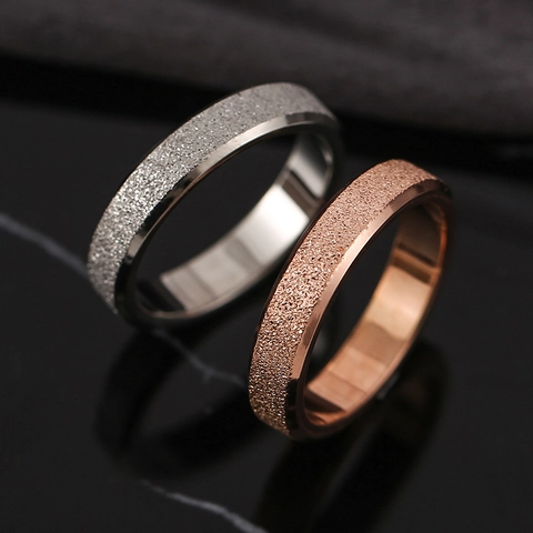 Minimalist Frosted Titanium Stainless Steel Ring For Women Men 4mm Band Jewelry Fashion Rose Gold Silver Gold Ring Gift