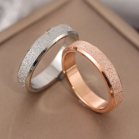 Minimalist Frosted Titanium Stainless Steel Ring For Women Men 4mm Band Jewelry Fashion Rose Gold Silver Gold Ring Gift