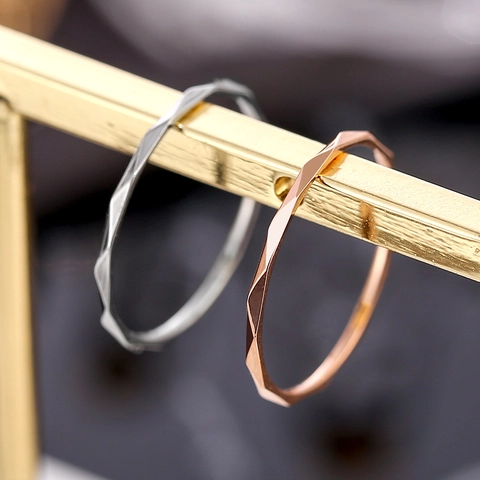 Minimalist Stainless Steel Geometric Faceted Ring For Women V Shape Thin Band Rose Gold Silver Gold Fashion Jewelry Gift