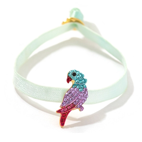 Strass Tier Anhänger Elastisches Armband Haargummi Legierung Papagei Biene Flamingo Marienkäfer Schmetterling Schmuck Damen