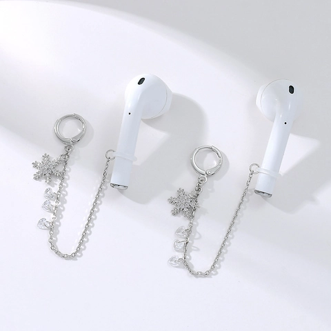 Boucles d'oreilles Chaîne Anti-perte pour Écouteurs sans fil Cuivre Zirconium Künstliche Perle Gland Avec Tige en Argent 925 Femme