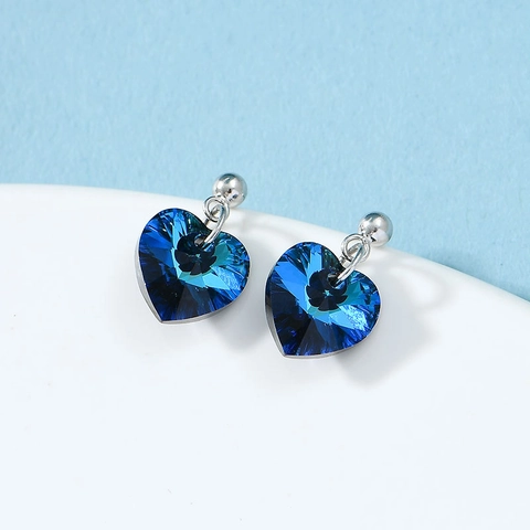 925 Sterling Silver Stud Earrings For Women With Austrian Crystal Rhinestone Star Heart Planet Starry Sky Theme Jewelry