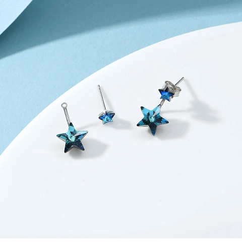 925 Sterling Silver Stud Earrings For Women With Austrian Crystal Rhinestone Star Heart Planet Starry Sky Theme Jewelry