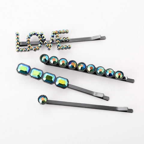Mode Legierung Strass Künstliche Perle Haarspange Für Damen Verlauf Grün LOVE Buchstabe Haarnadel Eleganter Kopfschmuck Accessoire