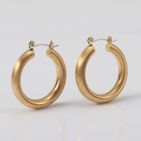 Boucles d'Oreilles Créoles Épaisses en Alliage Minimalistes Avec Finition Brossée Créoles en Métal Mat pour Femmes Bijoux