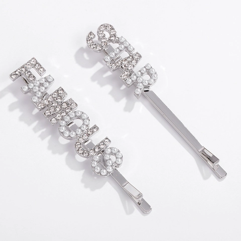 Korean Fashion Rhinestone Letter Star Hair Clip Set For Women Alloy Artificial Pearl Tassel Alphabet Hairpins Daily Hair Accessories