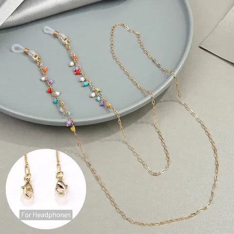 Multicolor Beaded Eyeglasses Chain Mask Holder For Women Gold Copper Link Anti-Lost Strap Earphone Chain Fashion Accessories