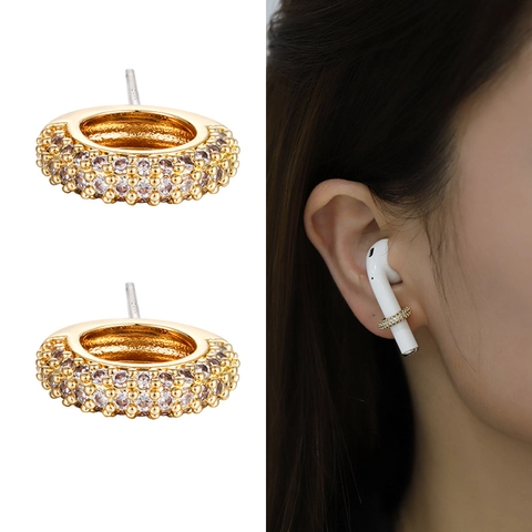 Boucles d'Oreilles Accessoires de Casque en Cuivre Plaqué Or Avec Tige en Argent Sterling 925 Zirconium Perle Serpent Hamsa