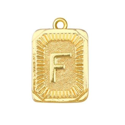 Verguld Koper Alfabet Beginletter Hanger Rechthoek Zonnestraal Reliëf DIY Sieraden Accessoires Voor Ketting Vrouwen