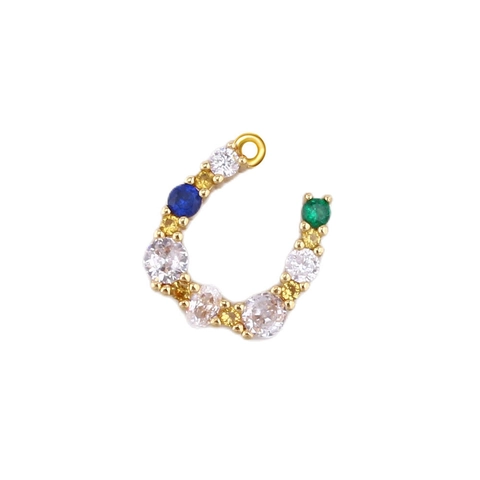 Vergoldeter Kupfer Hufeisen Anhänger Für Schmuckherstellung U-Form Strass Hufeisen Charm Für DIY Armband Halskette Ohrring Zubehör
