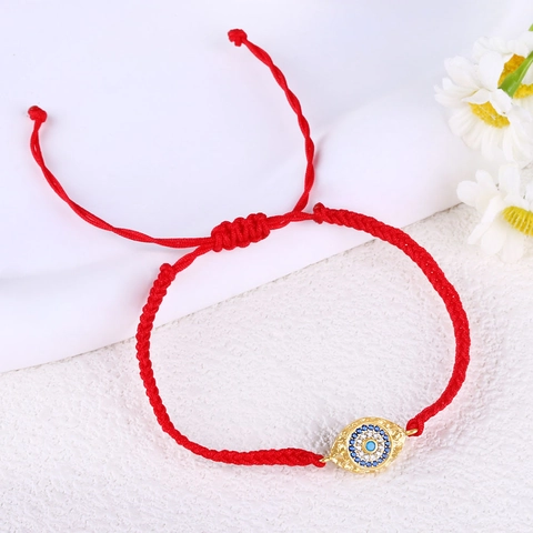 Handmade Braided Evil Eye Hamsa Hand Bracelet For Women Men Adjustable Cord Alloy Rhinestone Protection Lucky Jewelry