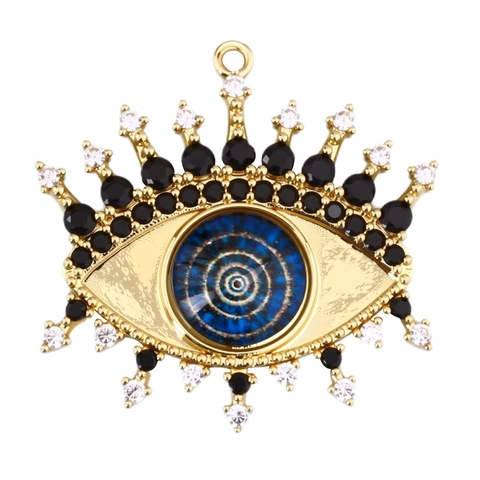 Colgante de Ojo Turco de Cobre Chapado en Oro Con Incrustaciones de Circonia Dijes de Ojo Azul Rojo para Joyería DIY