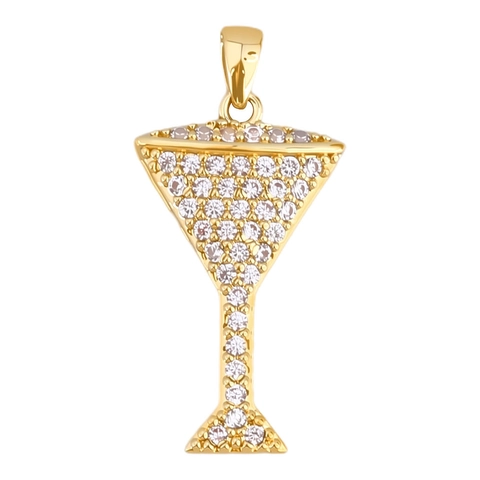 Gold Plated Copper Zirconia Bat Martini Glass Conch Cat Mask Pendants For DIY Jewelry Making Accessories Charms For Women