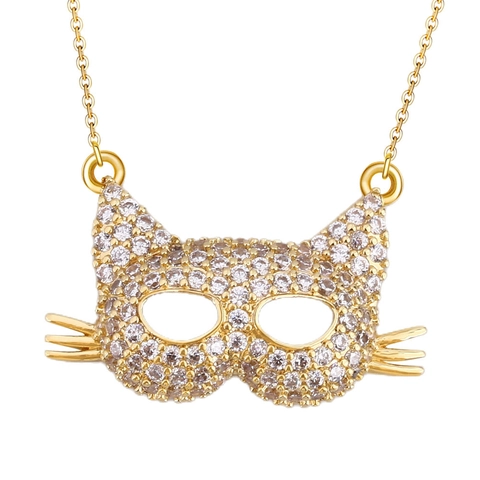 Vergoldetes Kupfer Zirkonia Katze Maske Martini Glas Fledermaus Schnecke Anhänger Halskette Kreativer Mode Schmuck Für Damen Party Geschenk