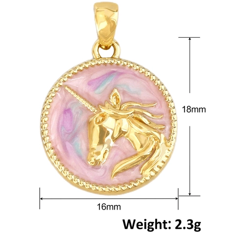 DIY Cartoon Castle Rabbit Unicorn Pendants Gold Plated Copper Enamel Charms For Necklace Bracelet Jewelry Making Accessories