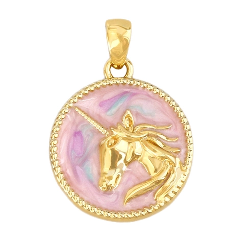 DIY Cartoon Castle Rabbit Unicorn Pendants Gold Plated Copper Enamel Charms For Necklace Bracelet Jewelry Making Accessories