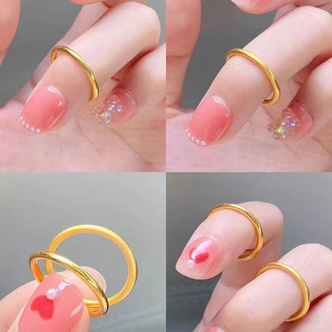 Anillo de Acero de Titanio Chapado en Oro de 18K Minimalista para Mujer Banda Lisa Sólida Pulido Mate Joyería Moda