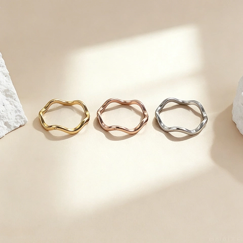 Minimalist Titanium Steel Wave Ring For Women Fashionable Geometric Curved Finger Ring Daily Office Jewelry Gift