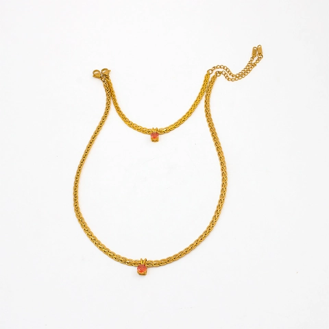 Simple Luxury Copper 18K Gold Plated Round Zircon Pendant Necklace And Bracelet For Women Jewelry Braided Snake Chain Accessory