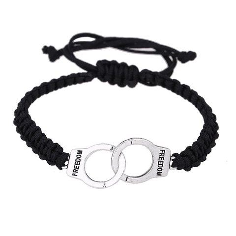 Handcuff Woven Rope Bracelets With Freedom Engraved Adjustable Charm Fashion Jewelry For Men Women Couple Accessory