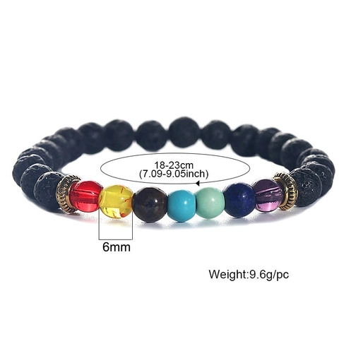 Vintage Naturstein Lavastein 7 Chakra Perlenarmband Handgemacht Hamsa Hand Herz Anhänger Yoga Heilung Energie Armband Für Damen Herren Schmuck