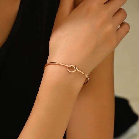 Minimalistische Roestvrijstalen Knoop Armring Voor Vrouwen Goud Roségoud Verguld Mode Sieraden Hart Verstelbare Cuff Armband Cadeau