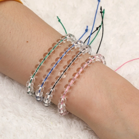 Handgefertigtes Gewebtes Wunscharmband Mit Transparenten Glasperlen Verstellbares Wachsseil Karte Geschenk Für Paare Damen Herren Schmuck