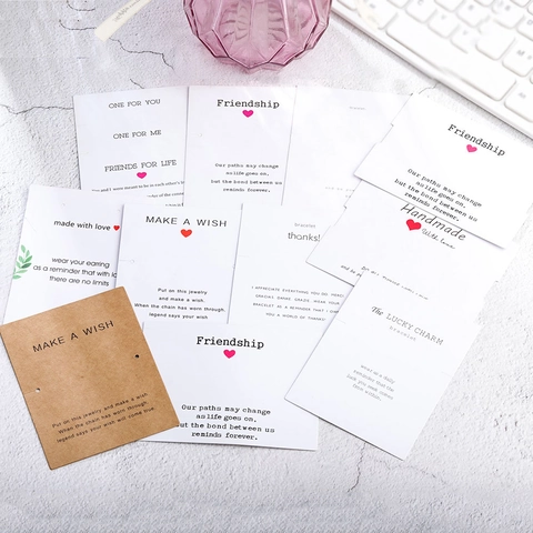 Minimalist Kraft Paper Jewelry Display Cards For Bracelet Necklace Packaging Heart Pattern Wish Message Card Gift Cards