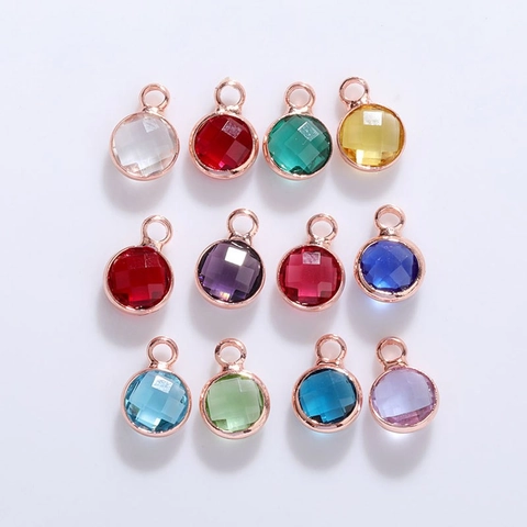 12 Kleuren 6mm Geboortesteen Charms DIY Sieraden Maken Benodigdheden Rond Kristal Glas Verjaardagsteen Hangers Voor Ketting Armband Oorbel Maken