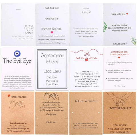 Minimalist Kraft Paper Jewelry Display Cards For Bracelet Necklace Packaging Heart Pattern Wish Message Card Gift Cards