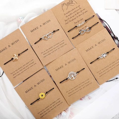 Handgefertigtes Gewebtes Wachsseil Armband Für Herren Damen Legierung Lebensbaum Schildkröte Herz Unendlichkeit Anhänger Verstellbares Wunscharmband Schmuck
