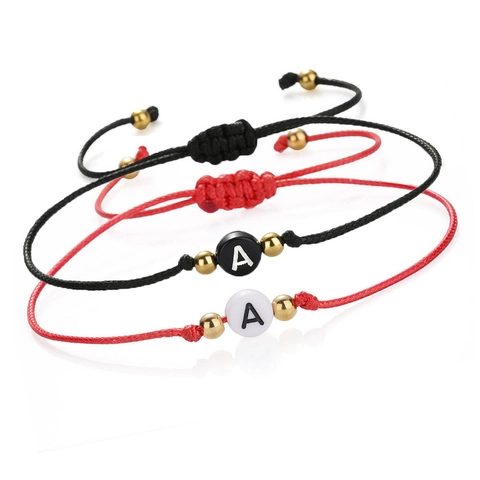 Pulsera Inicial de Cuerda Trenzada a Mano Para Mujeres Hombres Letras de Acero Inoxidable Cordón Ajustable Joyería Regalo