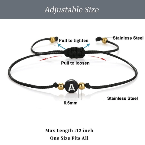 Pulsera Inicial de Cuerda Trenzada a Mano Para Mujeres Hombres Letras de Acero Inoxidable Cordón Ajustable Joyería Regalo