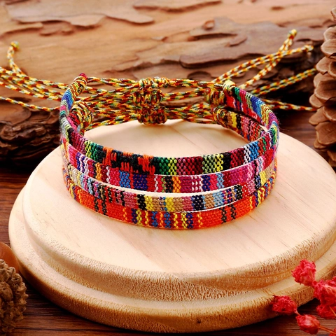 Bohemian Handgemaakte Gevlochten Vriendschapsarmbanden Voor Dames Heren Kleurrijke Etnische Geweven Koord Verstelbare Armband Sieraden
