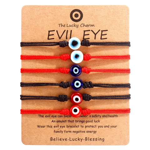 Handmade Evil Eye Braided String Bracelets Lampwork Glass Bead Cord Bracelets For Women Couples Adjustable Lucky Jewelry