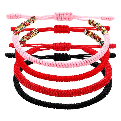 Juego de Pulseras de Cuerda Trenzada a Mano Para Hombres Mujeres Vintage Nudo Vajra Estilo Étnico Ajustable Cordón Colorido Joyas